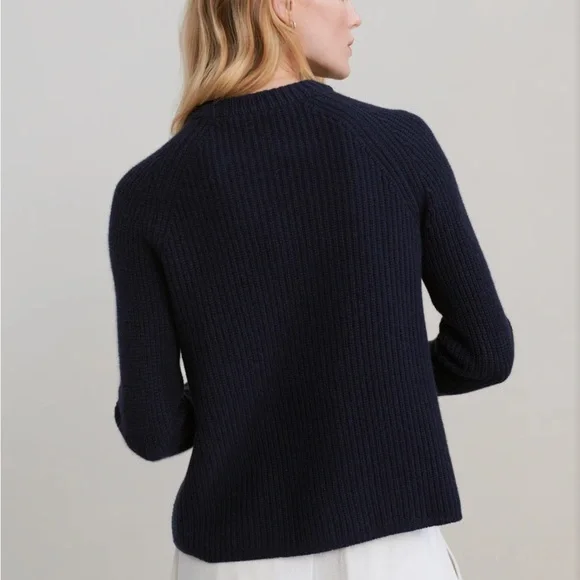Women’s Navy Jenni Kanye Cashmere Fisherman Sweater: Size XS